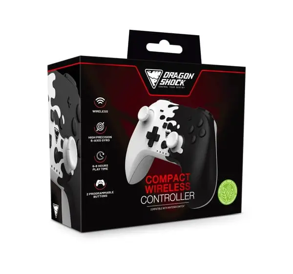 DragonShock- Manette Compacte Sans Fil Bluetooth Noir&Blanc - Switch & Switch OLED
