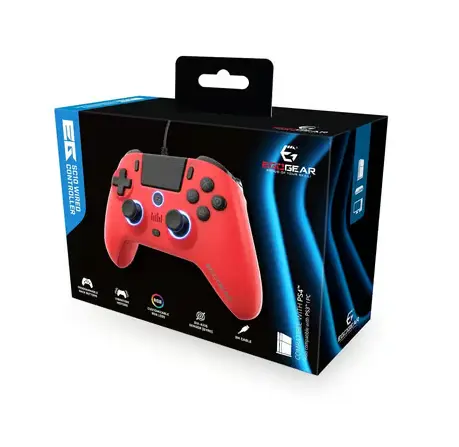 EgoGear - Manette Filaire SC10 Rouge - Avec port audio casque - PS3 - PS4 - PC 