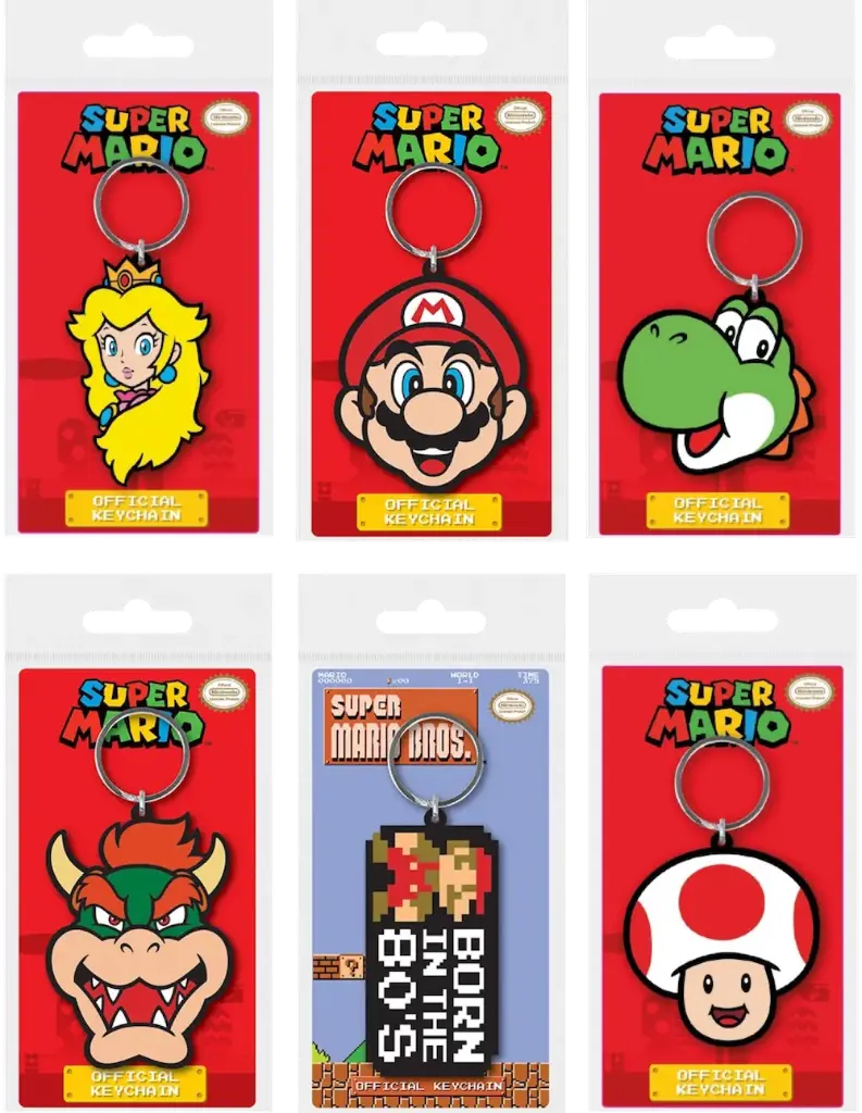 SUPER MARIO - Set de 12 porte-clés en Caoutchouc - 6 modèles différents 