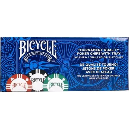 Jeu d'Ambiance - Bicycle - Jetons de poker de qualité tournoi avec plateau - 100 jetons
